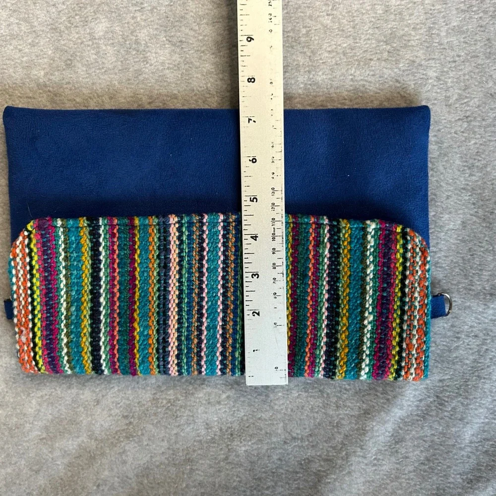 Peruvian Blue Colorful Hand Woven Clutch Purse‎ with Wristlet Strap Evening Bag